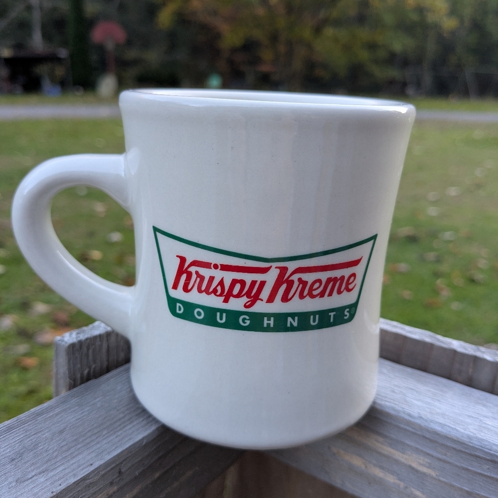 Krispy Kreme Donuts Vintage Heavy Thick Restaurant Ware Coffee Mug Cup Logo